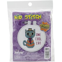 Janlynn/Kid Stitch Stamped Cross Stitch Kit 3 Round-One Cool Cat (Pack o... - $642.16 MXN