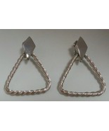 Vintage Signed Crown Trifari Silver-tone Triangle Dangle Clip-on Earrings - $48.07 CAD