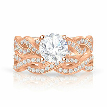 1.50Ct Simulated Diamond Engagement Bridal Band Ring 14k Rose Gold Plated - £65.61 GBP