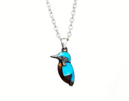 Boho Chic Blue Bird Enamel Pendant Necklace - New - £11.75 GBP