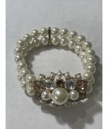 Women Flower Imitation Crystal Stone Pearl Stretch Bracelet - €13,58 EUR