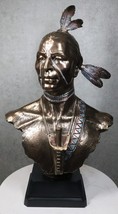 Large Tribal Native American Indian Warrior With Eagle Feather Bust Stat... - $249.95