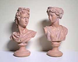 Nice pair Terracotta busts for home n office interiors 20C Apollo n Diana  - £158.47 GBP