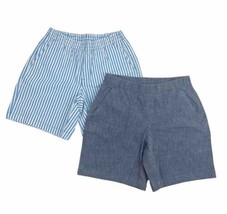 (Lot Of 2) Lands End Womens Blue White Stripe Mid Rise Bermuda Shorts Size 4 - £19.84 GBP