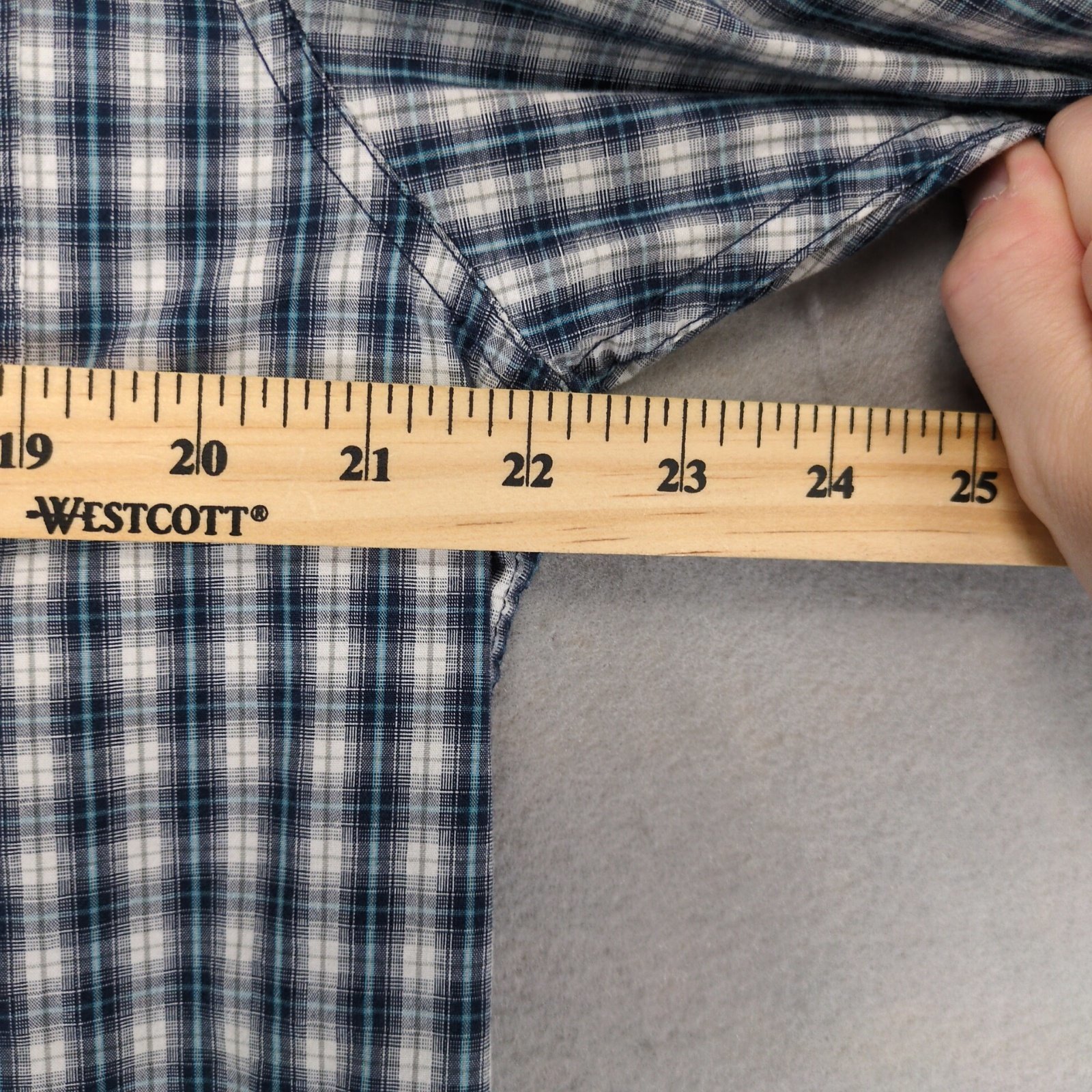 Wolverine Blue Plaid Cotton Button Down Shirt Men's L Tall Short Slv Gorpcore Item image 3