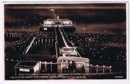 Postcard RPPC Pier By Night Southend Longest Pier In The World England UK - $3.95