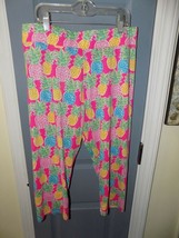Simply Southern Pink W/Pineapples Capris Cropped Leggings Plus Size Women&#39;s EUC - £14.58 GBP