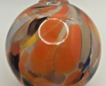 Vintage Art Glass Swirl Orange Blue Brown White Ornament U258/16 - $49.99