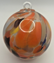 Vintage Art Glass Swirl Orange Blue Brown White Ornament U258/16 - £39.10 GBP