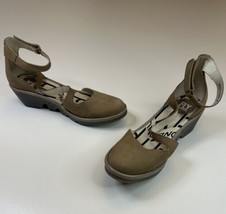 Fly London Piat Shoes Tan Nubuck Ankle Strap Wedge Pump Women&#39;s Size US ... - $26.17