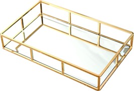 PuTwo Tray Mirror, Gold Mirror Tray Perfume Tray Mirror Vanity Tray Dresser Tray - £27.16 GBP