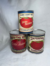 Antq Original Brand Tomato Reattached Labels Cans Lot Of 3 General Store... - $34.95