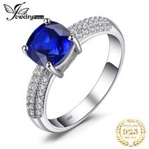 Cushion 2.2ct Created Blue Sapphire 925 Sterling Silver Ring for Women Fashion S - £21.35 GBP