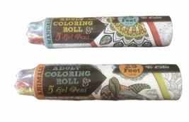 Mandalas &amp; Animals 25 Ft. Coloring Rolls Set Of 2 With 10 Total Gel Pens - £10.37 GBP