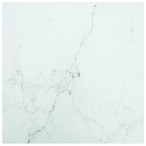 vidaXL Table Top White 11.8&quot;x11.8&quot; 0.2&quot; Tempered Glass with Marble Design - £34.84 GBP