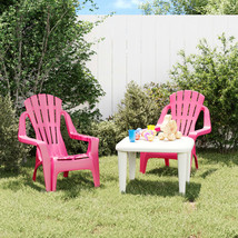 Garden Chairs 2 pcs for Children Pink 37x34x44 cm PP Wooden Look - £32.10 GBP