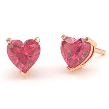 Pink Tourmaline 5mm Heart Stud Earrings in 10k Rose Gold - £255.78 GBP