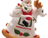 Vtg Lund&#39;s Lites Rocking Horse Santa Claus Music Box Plays Rudolph Red N... - $23.71