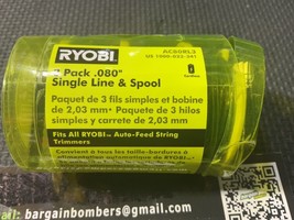 RYOBI Ac80rl3 Replacement Twisted 0.080 in. Auto Feed Line Spools (3-Pac... - £9.52 GBP