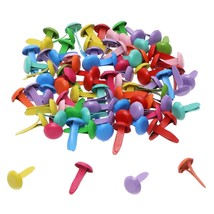 Mini Brads 100Pcs Assorted Colors Paper Fasteners Round Brass Metal Past... - $11.39