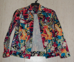 New Womens Additions By Chico&#39;s Bright Abstract Print Jacket Size 1 (8) - £25.69 GBP