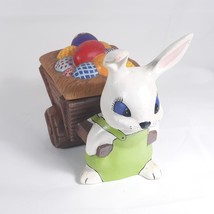 Rabbit Bunny Figurine Wheel Barrow Trinket Box Easter Spring Decor - £19.55 GBP