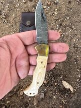 EDC Custom Handmade Damascus Steel Folding Blade Pocket Knife survival S... - $23.72