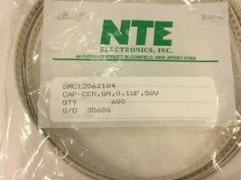 (600) NTE SMC1206Z104 Surface Mount Capacitor Ceramic .1uF 50V - Lot of 600 - $34.99