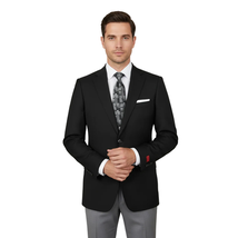 Men's RENOIR Classic Blazer Jacket 100% Wool Single breasted Notch 509-1 Black image 9