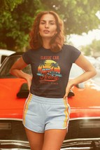 Unisex Retro T-Shirt, Classic Car Design, Vintage Beach Style, orange co... - $25.13+