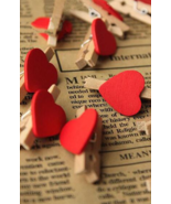30pcs red Heart Paper Wooden Clips,Photo Clips,Pin Clothespin,Wedding de... - £2.79 GBP