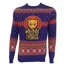 Black Panther Purple and Orange Ugly Christmas Sweater Blue - £20.83 GBP