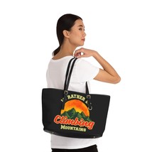 PU Leather Shoulder Bag - Custom Printed with &quot;I&#39;d Rather Be Climbing Mountains&quot; - $58.71