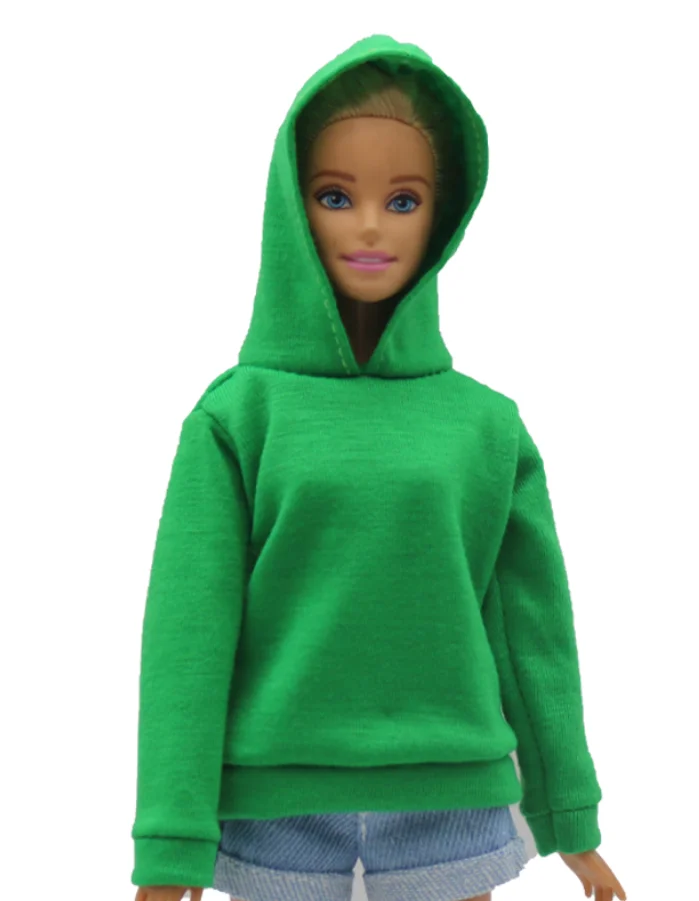 New 30cm 1/6 Doll jeans shorts long sleeves simple and loose hoodie set ... - £61.60 GBP