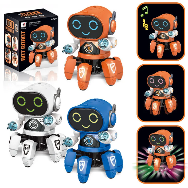 Dance Robot Electric Pet Musical Shining Toys 6 Claws Octopus Robot Educational - £21.89 GBP