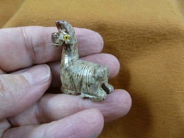 Y-LLA-SI-53) baby gray brown LLAMA SOAPSTONE stone PERU FIGURINE I love ... - £6.88 GBP