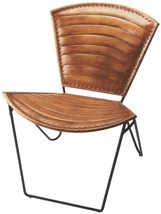 Occasional Chair Modern Contemporary Distressed Brown Leather Wrought Iron - £666.74 GBP