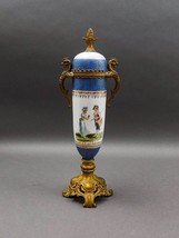 Sevres Style Antique French Hand Painted Porcelain Bronze Ormolu Mounts Urn Vase - $1,999.99