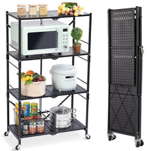 4 Tier Rolling Metal Wire Rack Free Standing Shelving Unit Heavy Duty Storage Us - £116.69 GBP