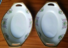 Pair of Handled Serving Dishes PSAA Oremont Bavaria 1927 &amp; 1936 Deco Hand Paint - £60.50 GBP