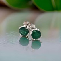 Natural Emerald Stud Earrings 14k White Gold 1.69 TCW Certified $1,950 121157 - $782.10