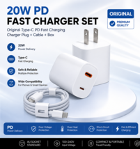 20W Type-C PD Wall Charger Set with USB-C to C Cable – Fast Charging Plug - $12.84