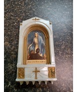 Catholic Holy Water Font, 6.5&quot; Tall Plastic, 1950s, C.M.P.C. Virgin Mary - $29.69