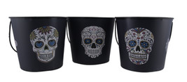 Scratch &amp; Dent Navy Blue DOD Sugar Skull Set of 3 Metal Buckets - £13.48 GBP