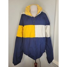 Vintg Nautica Competition Reversible Jacket 2XL Colorblock Blue/Yellow/White 80s - $41.58