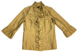 Classiques Entier crinkle top jacket women&#39;s size M chartreuse ruffle 3/... - $12.82