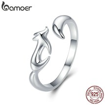 925 Sterling Silver Animal Fox Adjustable Finger Rings for Women Open Size Fox T - £15.89 GBP