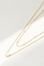 Gold Plated Heart and Pearl Detail 2pcs Layered Necklace - $2.82