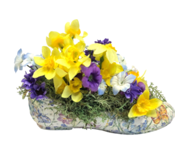 Child Shoe Decoupage Spring Garden Floral Arrangement Decoration Purple ... - £14.87 GBP
