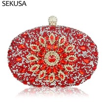 Egg Shaped Women Day Clutch Rhinestones Flower Design Party Wedding Handbags Pur - £55.00 GBP